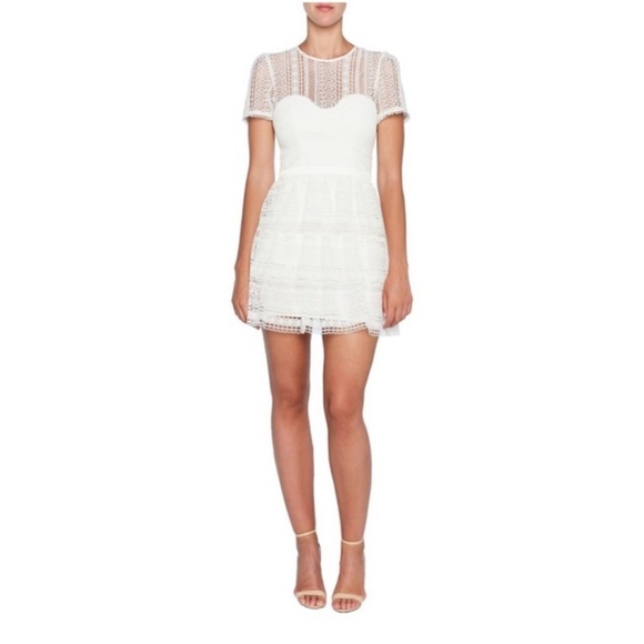 Bardot Dresses & Skirts - Bardot Crochet Lace Ava Tiered Mini Dress Bridal Bachelorette Ivory Small US 6